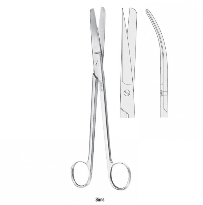 Scissors uterine Sims bl/sh straight. 230mm