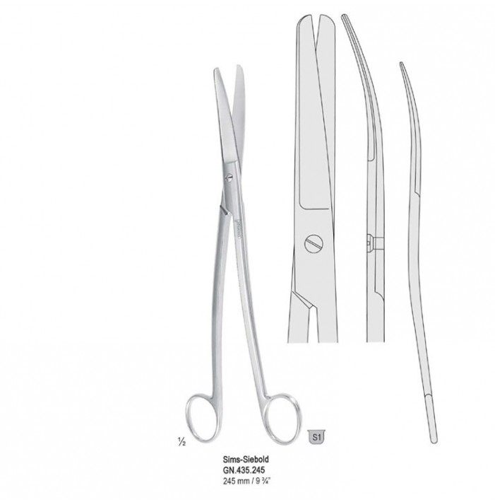 Nożyczki Sims-Siebold maciczne tępe w kształcie S 245mm
