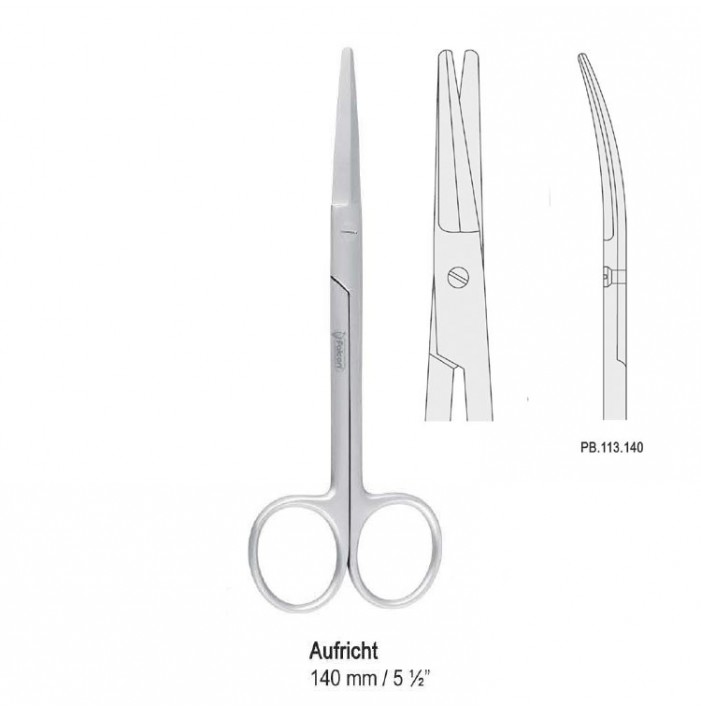Scissors Aufricht double edge blunt/blunt curved 140mm