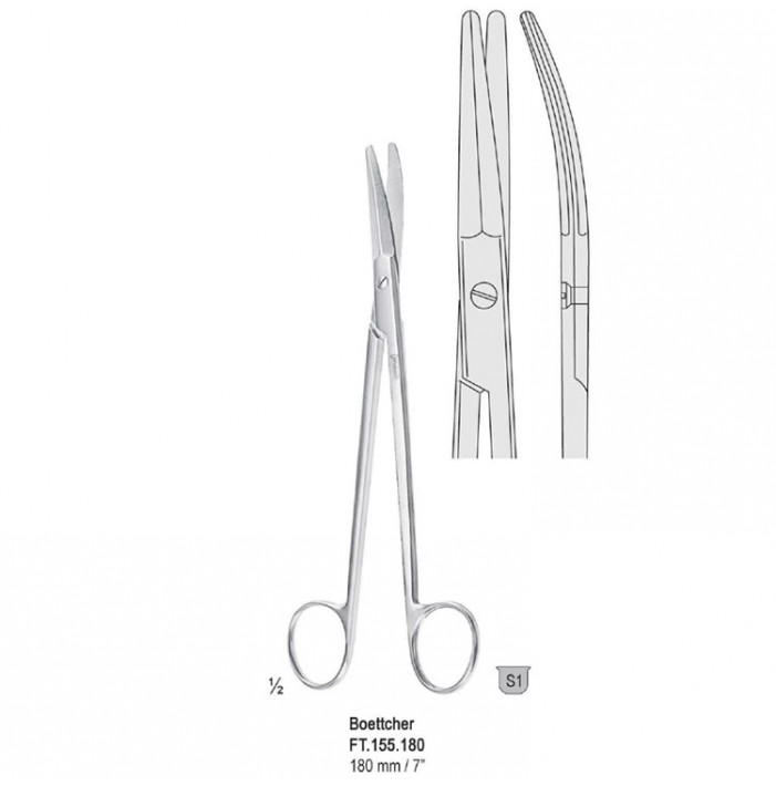 Scissors tonsil Boettcher curved 180mm