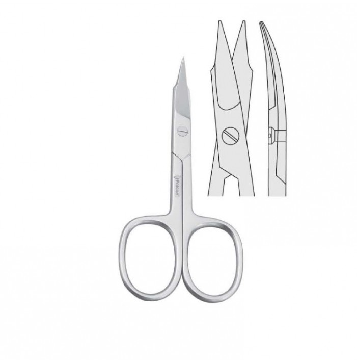 Scissors manicure finger nail arrow point curved 90mm