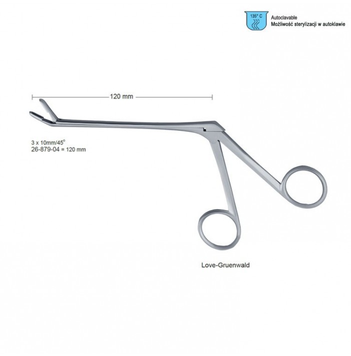 Odgryzacz do laminektomii Love-Gruenwald cięcie w górę 45° 3x10mm/120mm