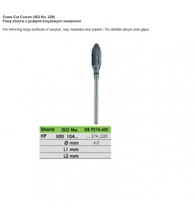 Carbide bur HP, cut coarse, ISO 500 104 277 220 060, green