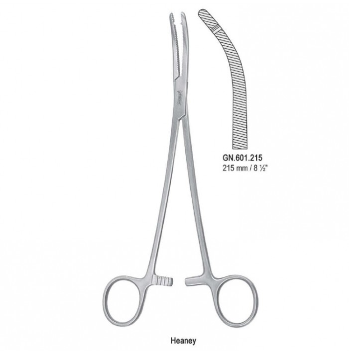 Forceps hysterectomy Heaney 1th curved 215mm