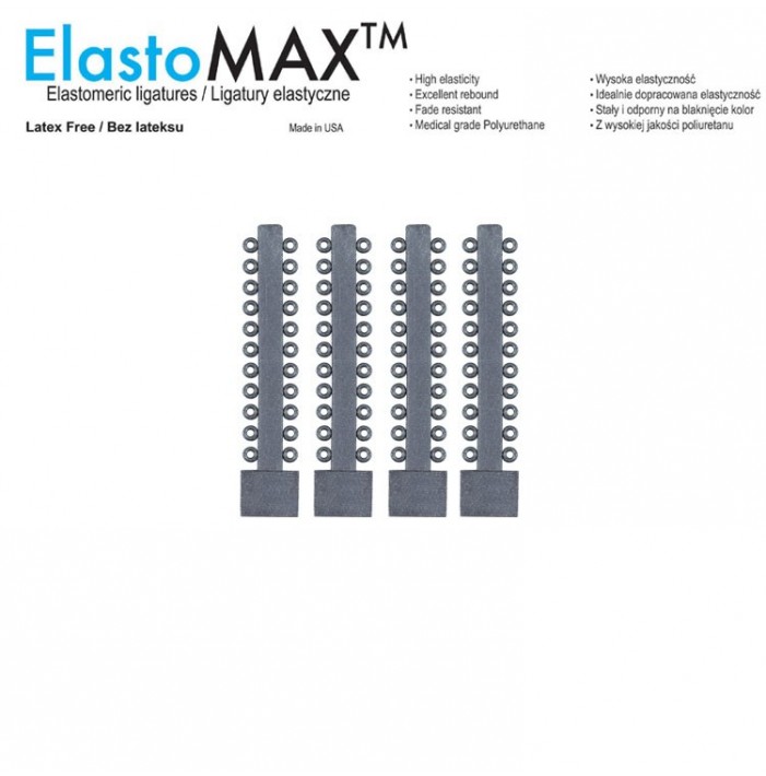 ElastoMax Ultra ligatury silikonowe, bez lateksu,  srebrny metalik (1012 szt.)