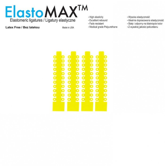 ElastoMax Solo ligatures, latex free, flourescent yellow (46 sticks, 1012 ligatures, latex free,)