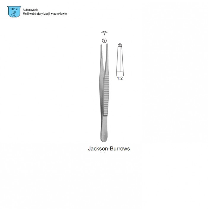 jackson-burrows tissue forceps 1:2 teeth straight 17cm