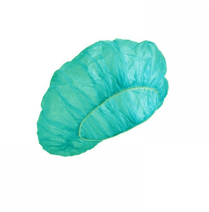 DENTALINE Disposable bouffant caps, 53 cm, Green (Pack of 100 pieces)