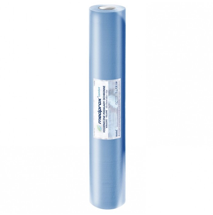 Higieniczny podkład ochronny dwuwarstwowy podfoliowany niebieski 50 x 50cm (80 szt.w rolce)