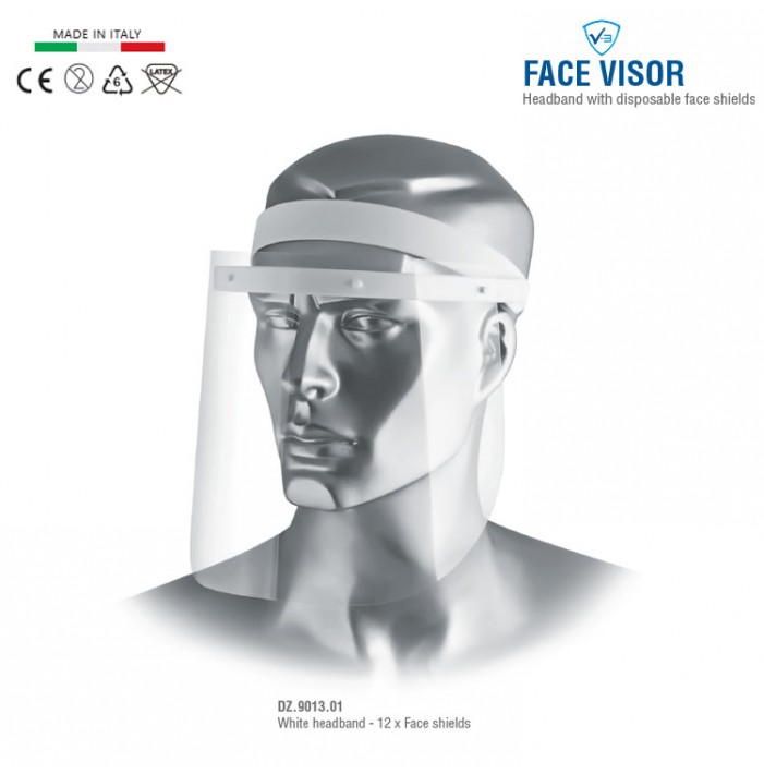 Headband white + 12 face shields 250 x 180mm