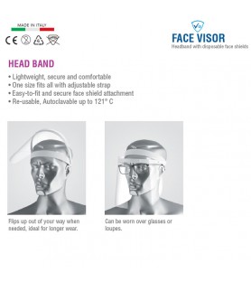 Headband white + 12 face shields 250 x 180mm