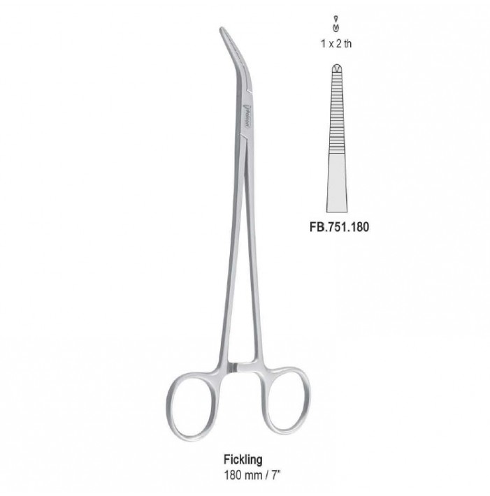 Forceps artery Fickling 1x2th angled 180mm