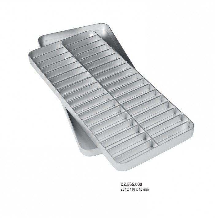 Endodontic tray complete aluminium silver 257x116x16mm