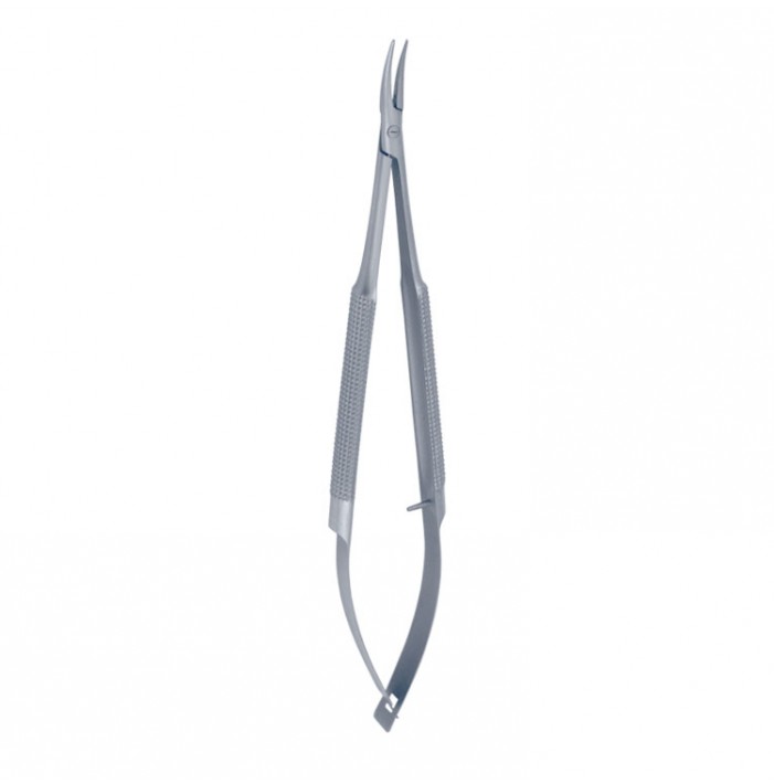 Gomel micro needle holder smooth jaws curved 140mm