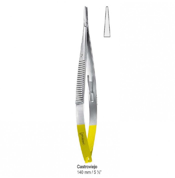 Falcon-Grip Needle holder Castroviejo straight. 140mm TC smooth