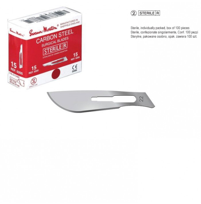 Swann Morton scalpel blades fig. 22 (Pack of 100 pieces)