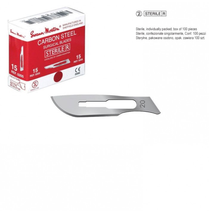 Swann Morton scalpel blades fig. 20 (Pack of 100 pieces)
