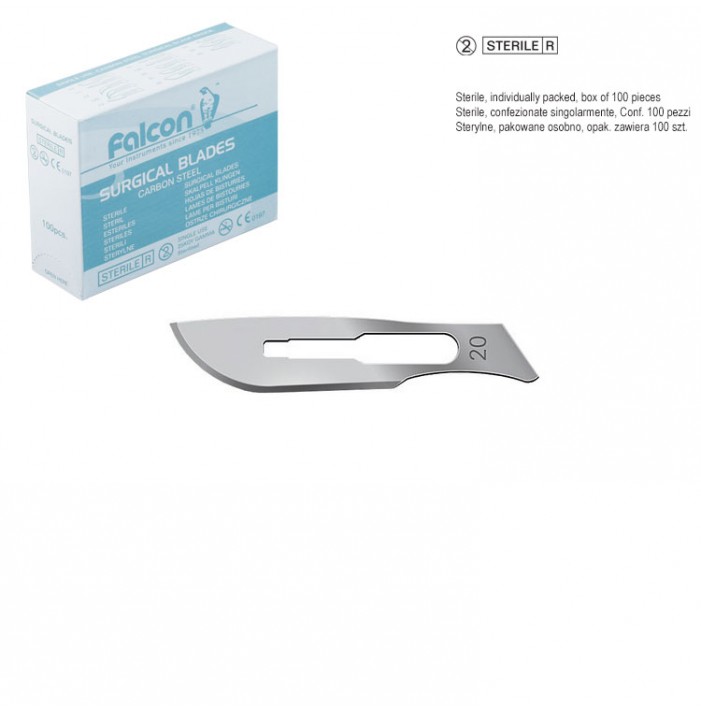 Falcon scalpel blades fig. 20 (Pack of 100 pieces)