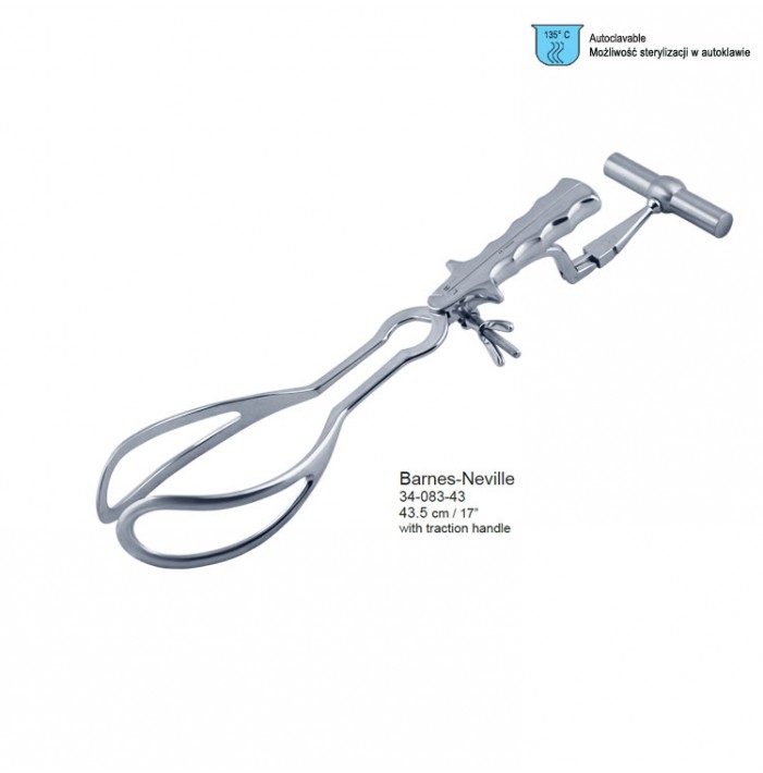 Barnes-Neville obstetrical forceps with traction handle 435mm
