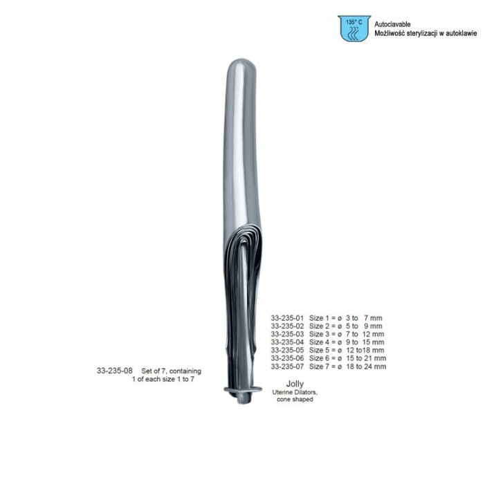 Zestaw rozszerzadeł macicznych Jolly 7 szt. (3/7mm-18/24mm)