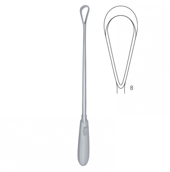 Curette uterine Recamier-Bumm rigid sharp Fig. 8/16mm, 310mm