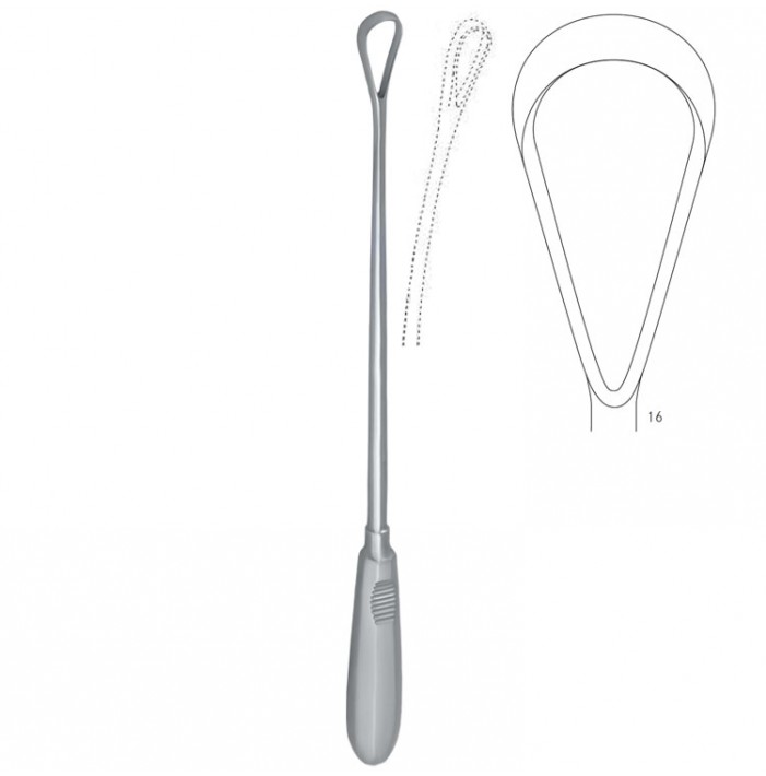 Curette uterine Recamier-Bumm malleable sharp Fig.16/40mm, 310mm