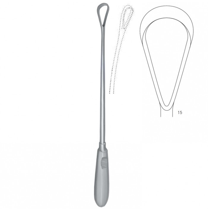Curette uterine Recamier-Bumm malleable sharp Fig.15/35mm, 310mm