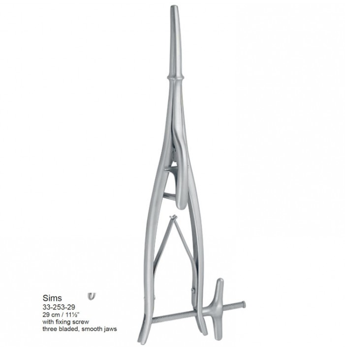 Sims uterine dilator three bladed, smooth jaws 29cm