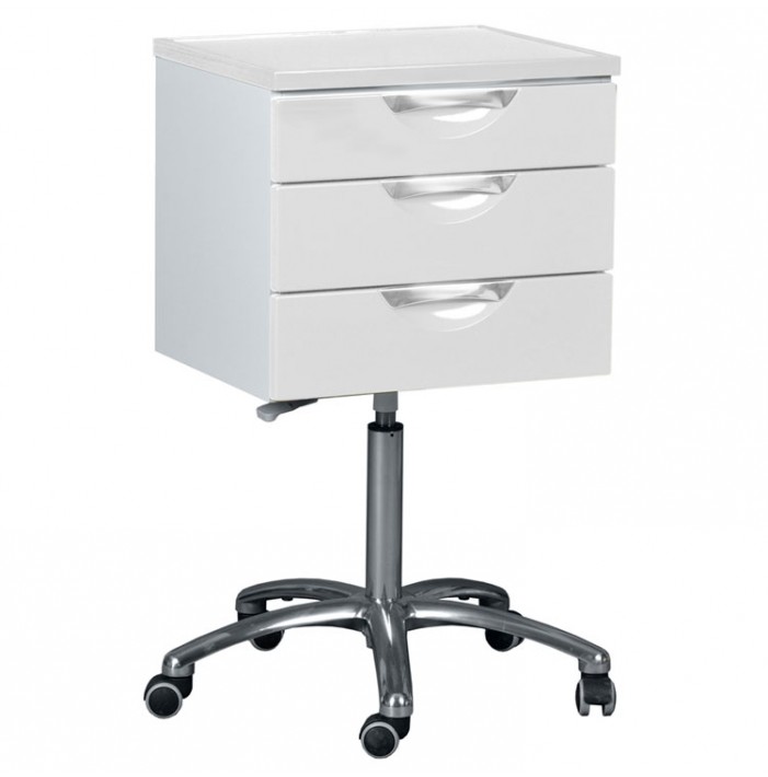 Dental mobile cabinet with 3 drawers 500 x 425 x 900 up to 1080 mm , White