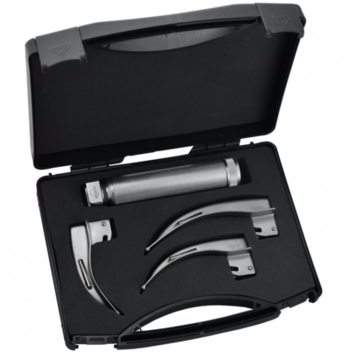 Laryngoscope detacheable fiber optic McIntosh set blades fig. 1 to 3 + Midi handle
