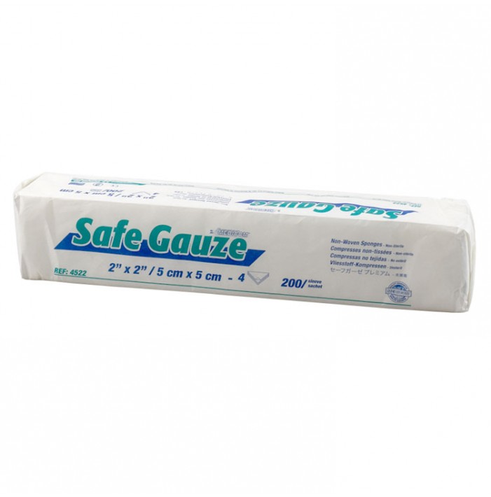 SafeGauze Non-Woven sponges 4-ply 50x50mm (Pack of 200 pieces)