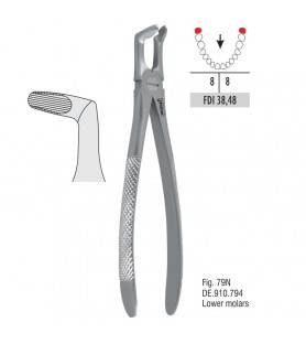 Atramatic extraction forceps tapered beaks fig. 79N