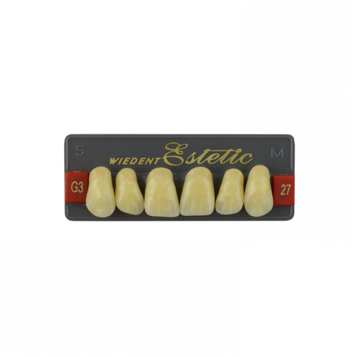 Estetic zęby akrylowe przednie górne fason 27, kolor G3, 6 szt.