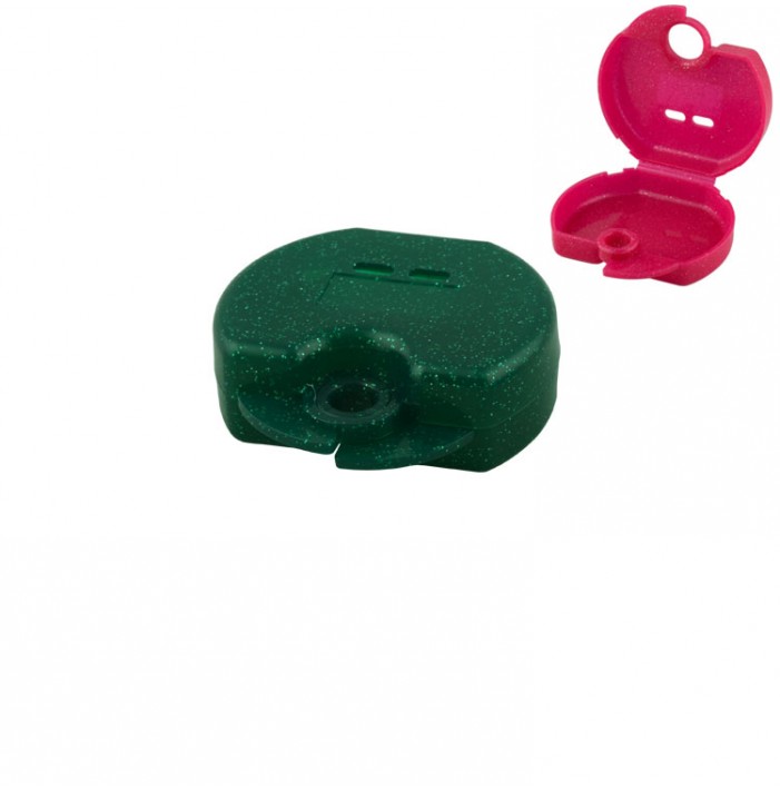 Retainer cases Euro mini sparkle green, 31 x 76 x 64mm (Pack of 10 pieces)