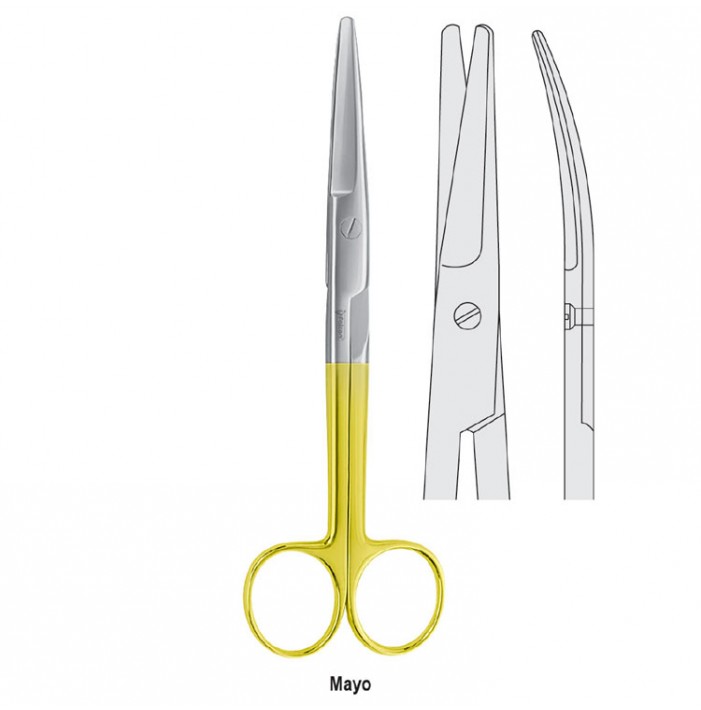 Falcon-Cut scissors left handed operating Mayo curved 170mm