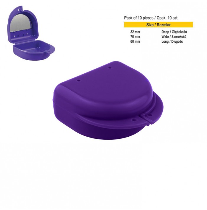 Retainer cases classic with mirror midi violet (Pack of 10 pieces)