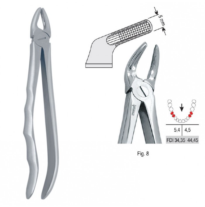 Extracting forceps with anatomical handle fig. 7