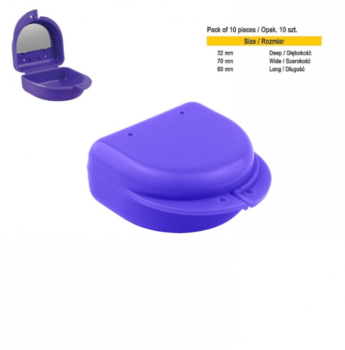 Retainer cases classic with mirror midi purple (Pack of 10 pieces)