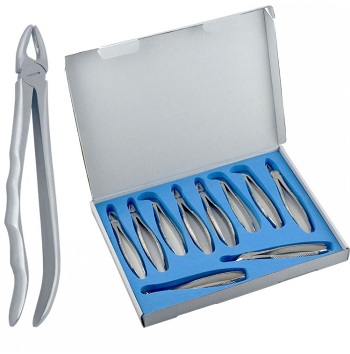 Extracting forceps with anatomical handle set of 10