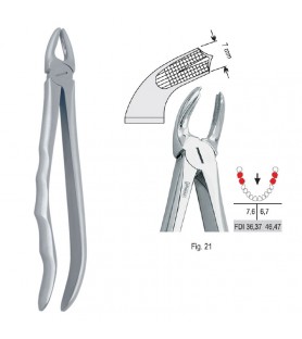 Extracting forceps with anatomical handle fig. 21