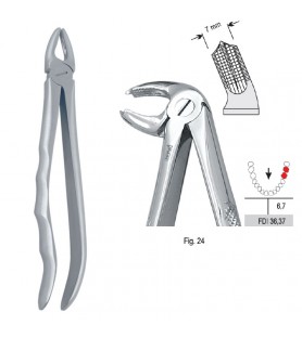 Extracting forceps with anatomical handle fig. 24