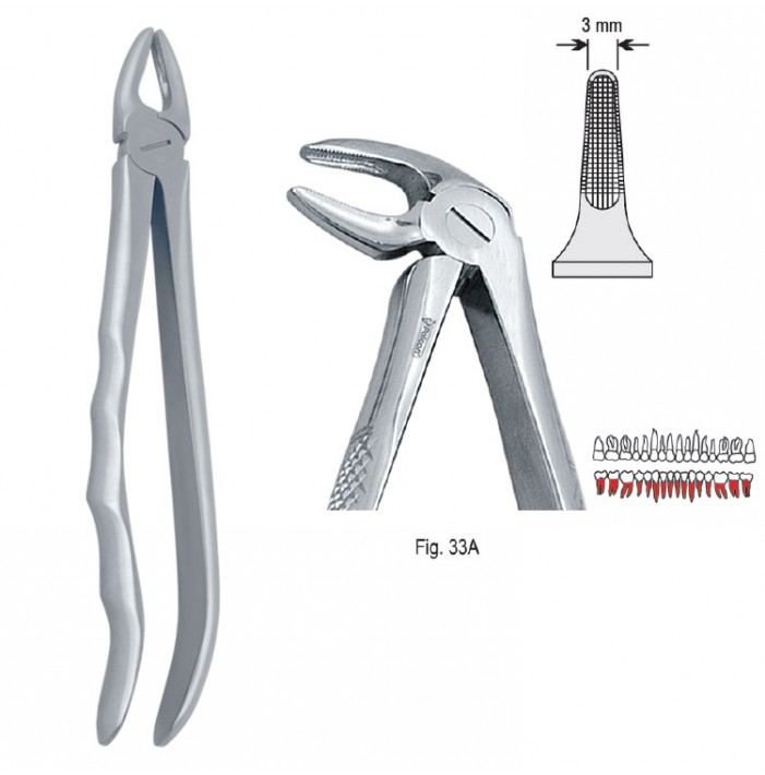 Extracting forceps with anatomical handle fig. 33A