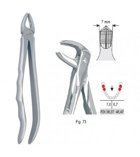 Extracting forceps with anatomical handle fig. 73