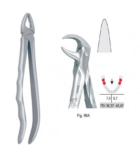 Extracting forceps with anatomical handle fig. 86A