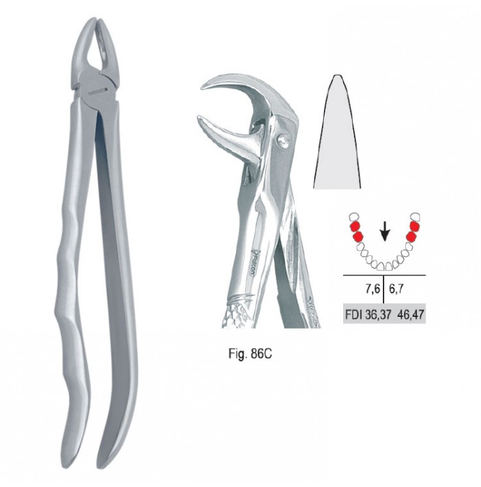 Extracting forceps with anatomical handle fig. 86C