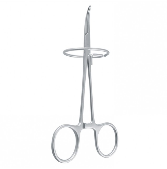 Forceps crown and bridge holding curved with support ring 125mm