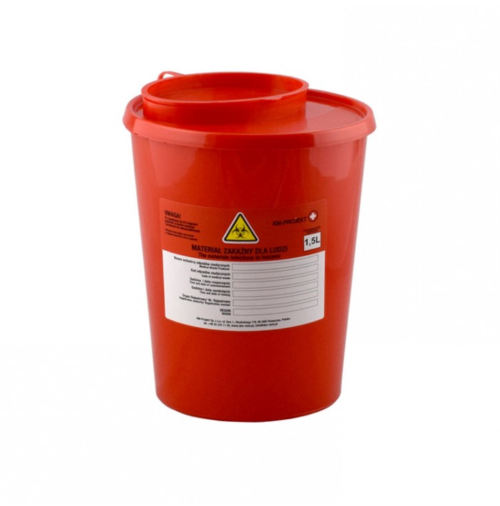 Jednorazowy pojemnik na ostre odpady medyczne czerwony  pojemność 1.5L