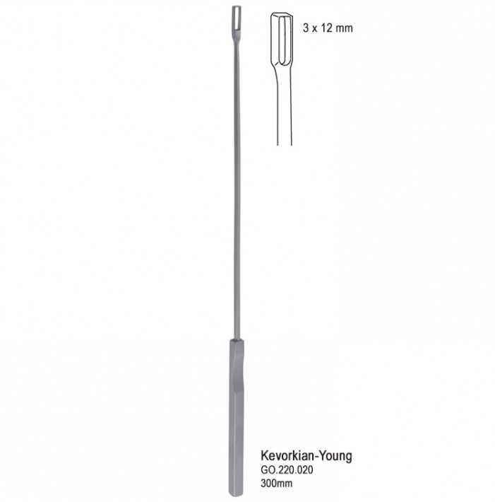 Curette endocervical Kevorkian-Young open tip 3x12mm, 300mm