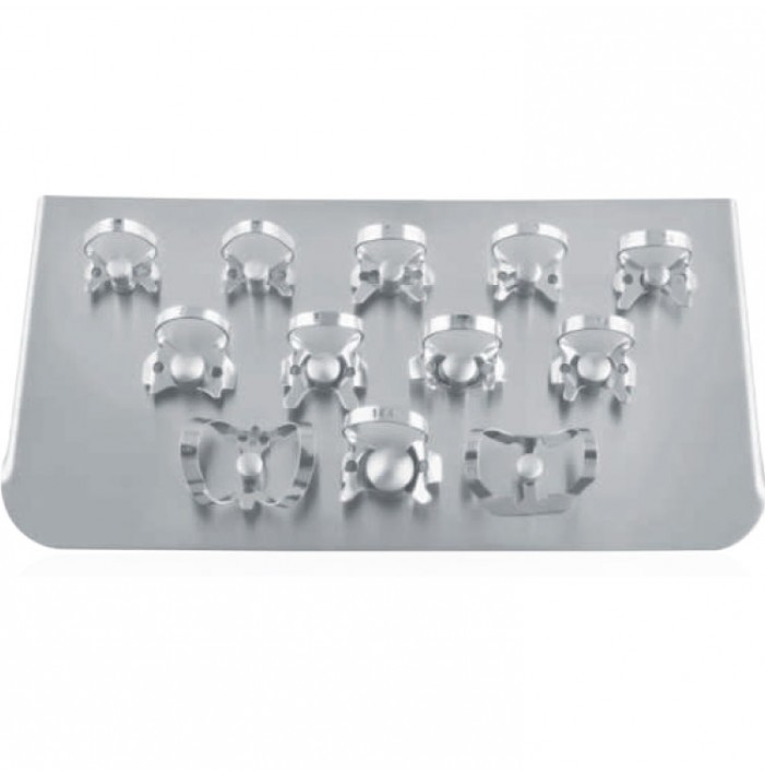 Rubber dam clamps kit of 12 with tray