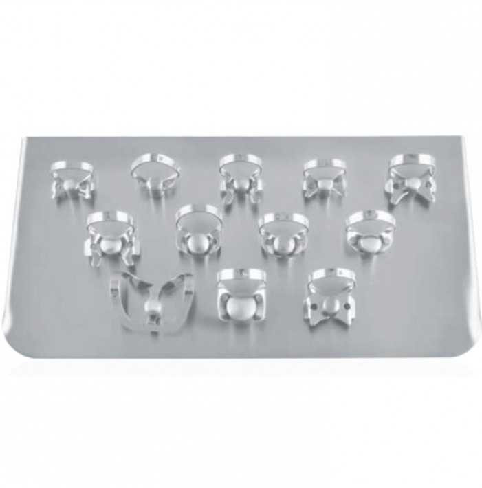 Rubber dam clamps kit of 12 with tray